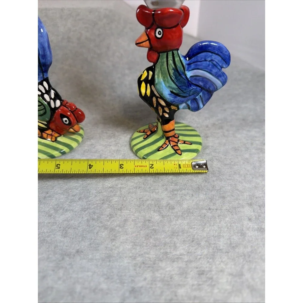 Vintage Nicole Engblom Hand Painted Rooster Martini Cocktail Glass Set Of 4 Rare